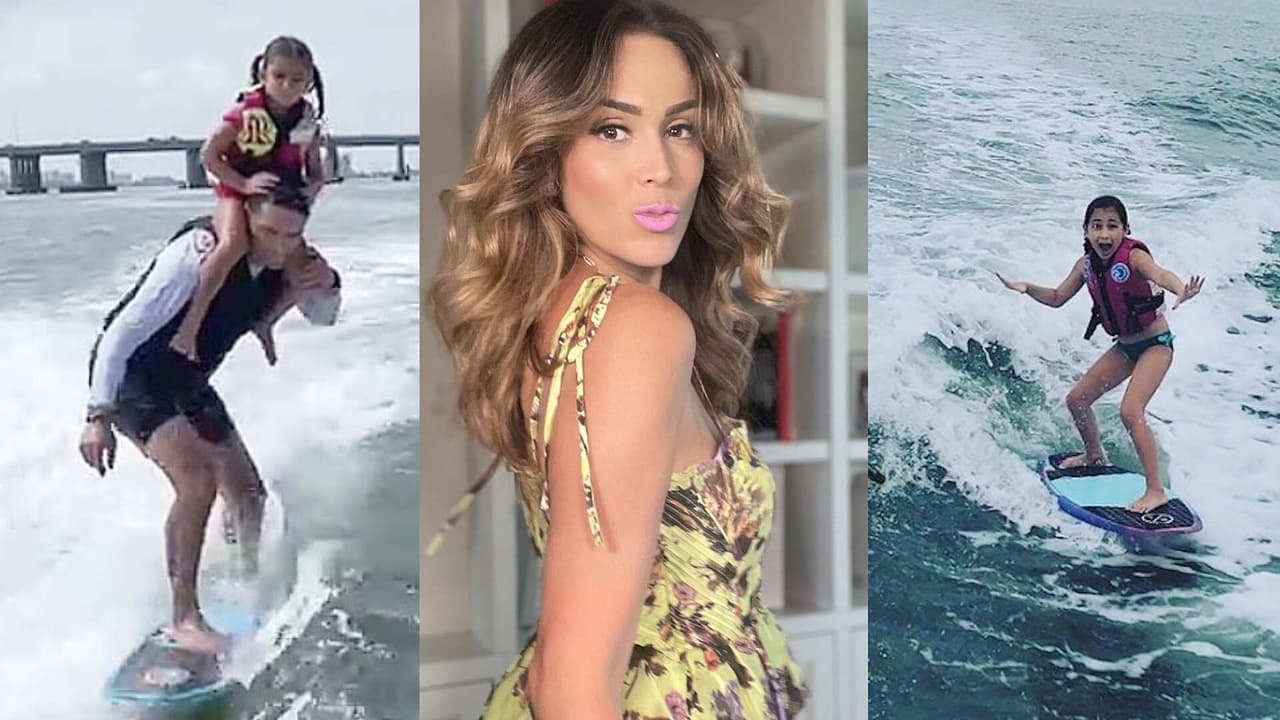 Las hijas de Jacky Bracamontes sorprenden al surfear en Miami