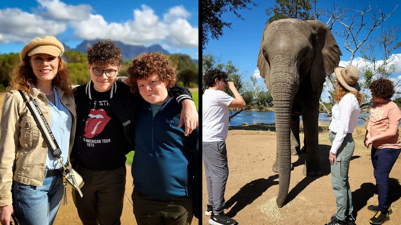 Daniela Magun y sus hijos emocionan al alimentar a un bello elefante