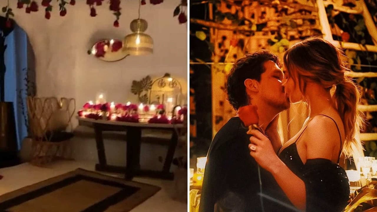 Con pétalos de rosas, así fue como Nodal mandó decorar el restaurante donde le propuso matrimonio a Belinda
