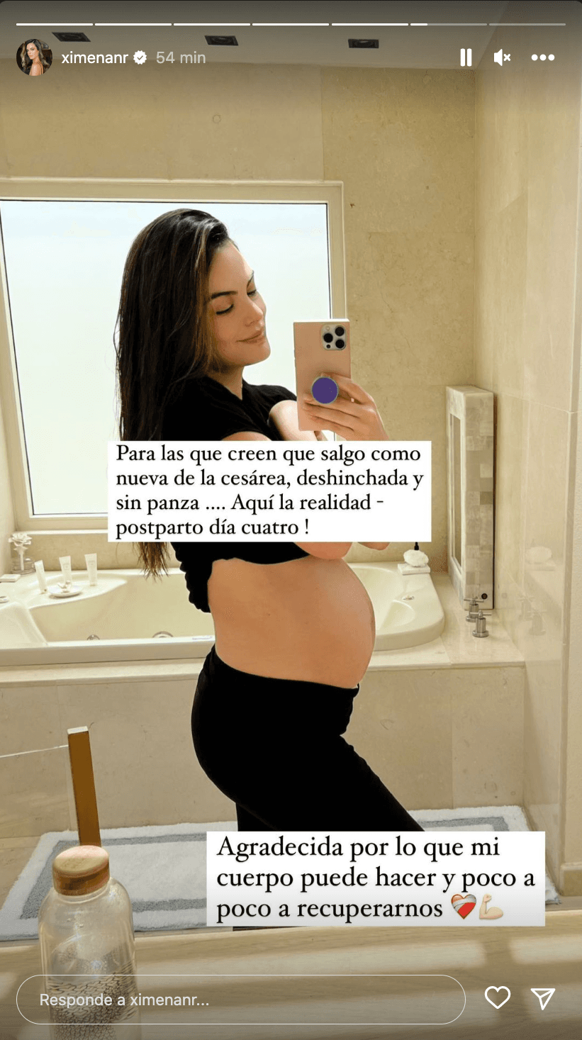 Ximena Navarrete mostró cómo se ve su cuerpo en el cuarto día después de su parto