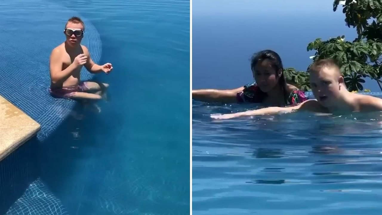Video: Luciano, hijo de Lety Calderón, se estrena como maestro de natación
