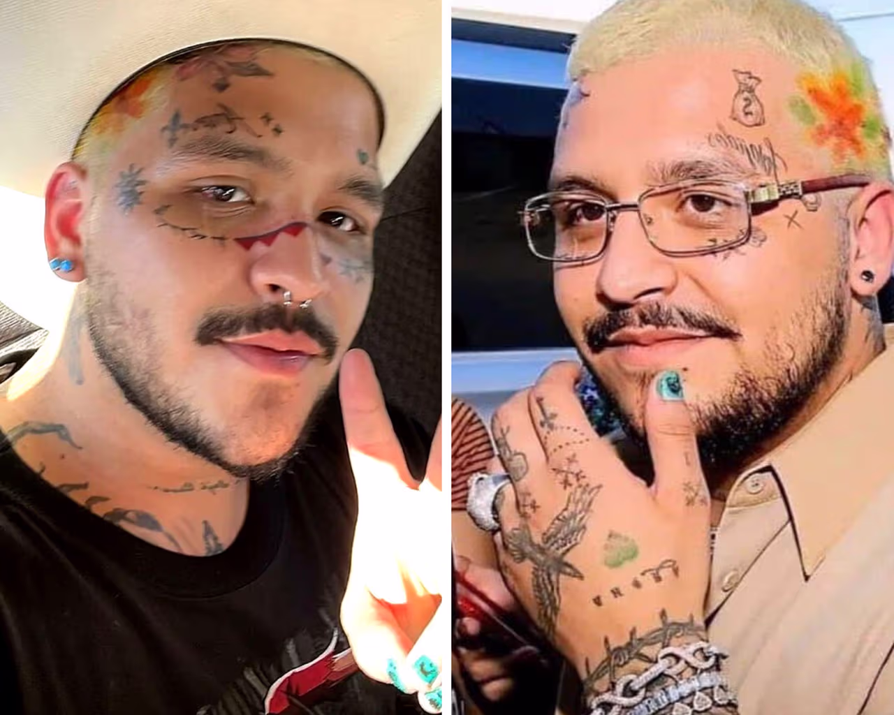 Con todos los tatuajes de Belinda ya borrados, Nodal ha sorprendido en semanas recientes, no solo por su cambio de look, tiñendo su cabello de rubio, sino que su último tatuaje dejó boquiabierto a más de uno, ya que se trata de una tira en el rostro, la cual cruza su nariz. Esta nueva imagen no tiene encantados a más de uno de sus seguidores, sin embargo, el intérprete se muestra feliz con su apariencia.