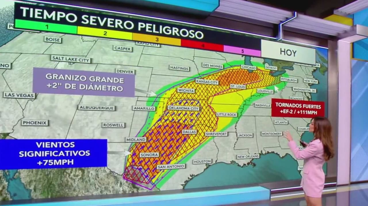 Pronóstico del tiempo hoy EEUU 10 de marzo de 2026: Tornados desde Texas hasta los Grandes Lagos