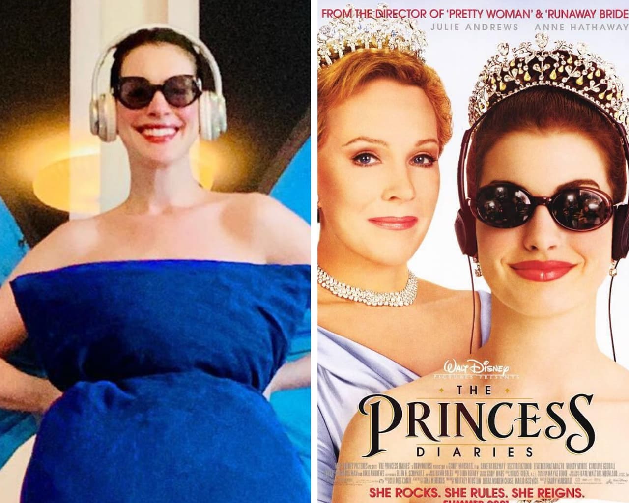 La estrella de Hollywood recreó parte del look de su papel como princesa de Genovia, usando lentes oscuros, botas oscuras y audífonos de diadema. La actriz también dejó una icónica frase de Juliea Andrews, quien interpretar a su abuela en la película: “Una reina jamás llega tarde, simplemente los demás llegaron temprano #PillowChallenge”.