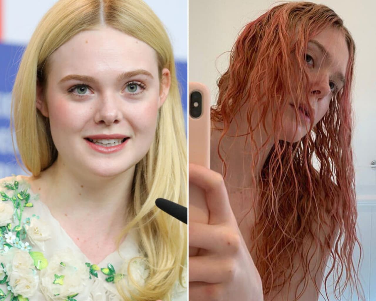 Quizá la cuarentena sea el mejor momento para experimentar con looks que siempre habías querido intentar, por lo que Elle Fanning aprovechó la excusa y probó cambiar su cabello rubio por el rosa dorado.