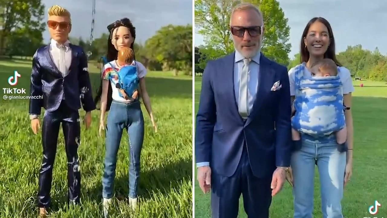 Gianluca Vacchi y Sharon Fonseca se divierten con su hija al recrear a los muñecos de Barbie y Ken