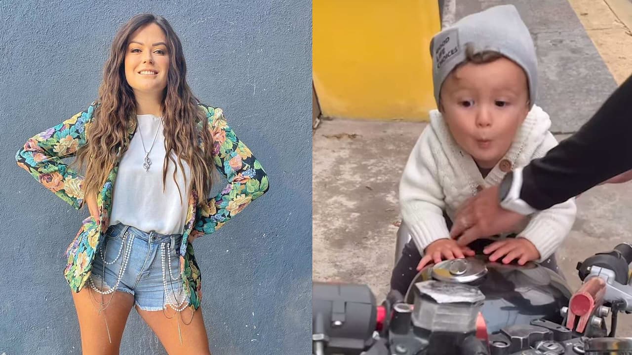 Lucca enamora con las caritas que hace para no bajarse de la moto