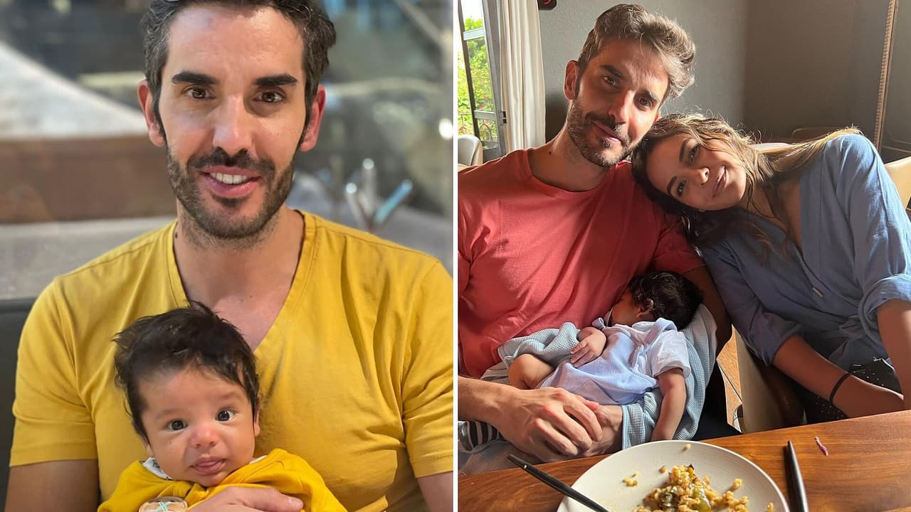 Pedro Prieto y su bebito no se ponen de acuerdo para tomarse una selfie