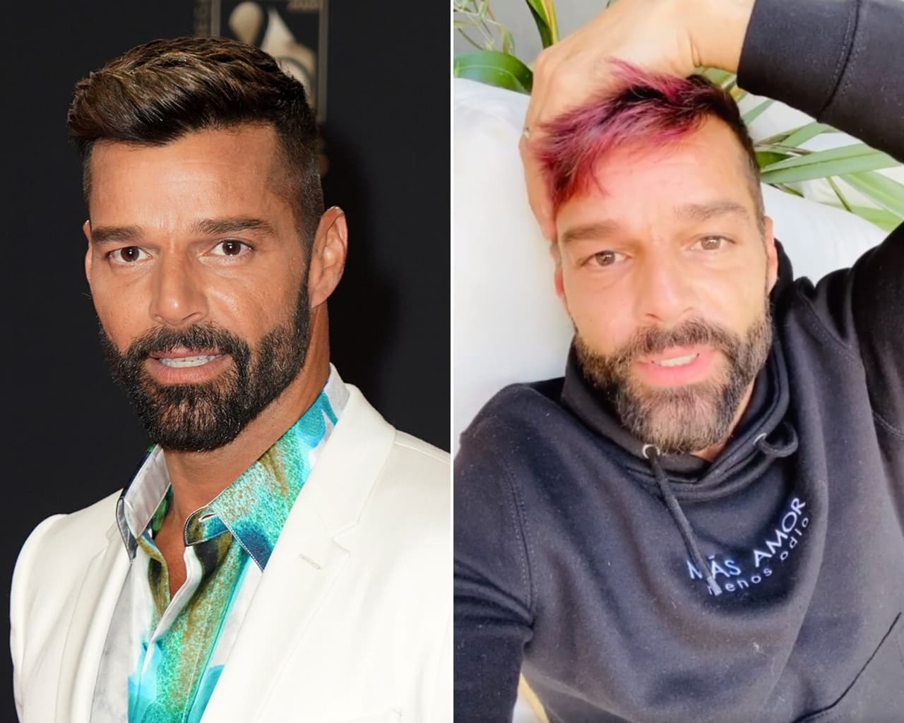 Entre los primeros famosos en admitir haber sido víctima del aburrimiento por cuarentena fue Ricky Martin: "miren aquí vamos, en la cuarentena, color morado. Mi hijo dijo: 'papá, yo quiero el color rojo pasión' y bueno, es parte de".