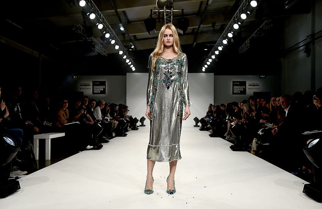 LONDON, ENGLAND - JUNE 02: Designs by Maria Fernanda B. Perez Diaz of the Universidad CENTRO Mexico (University Central Mexico) on day 4 of Graduate Fashion Week sponsored by George at Asda at The Old Truman Brewery on June 2, 2015 in London, England. (Photo by Ian Gavan/Getty Images for Graduate Fashion Week sponsored by George at Asda)