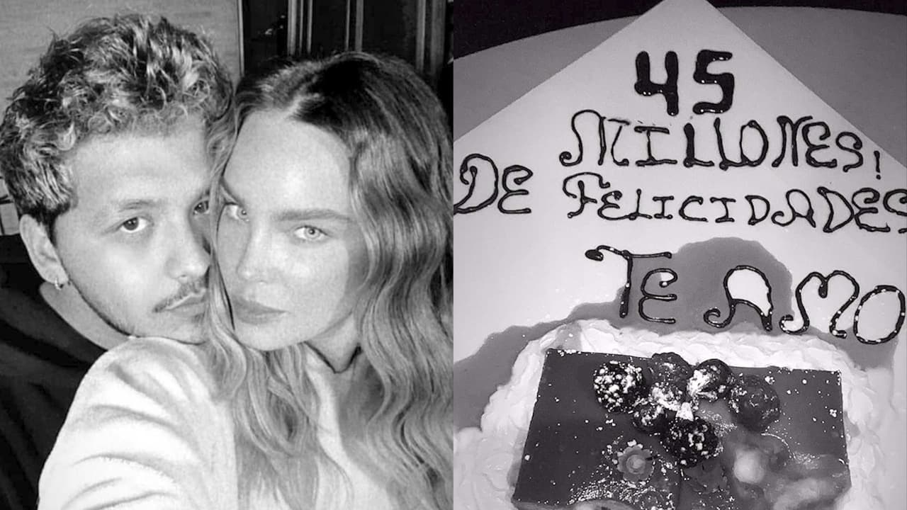 Belinda terminó con la cara llena de pastel mientras celebraba con Nodal su más reciente éxito
