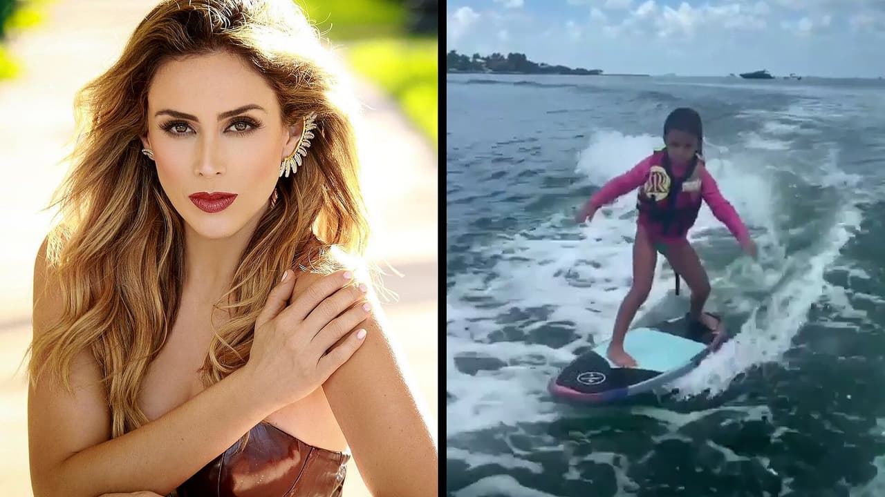 Jacky Bracamontes presume a su hija Reni surfeando como profesional