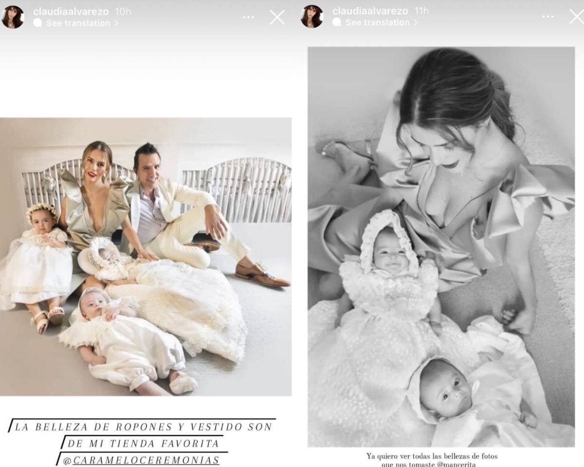 Claudia Álvarez presume la fiesta de bautizo de sus tres hijos