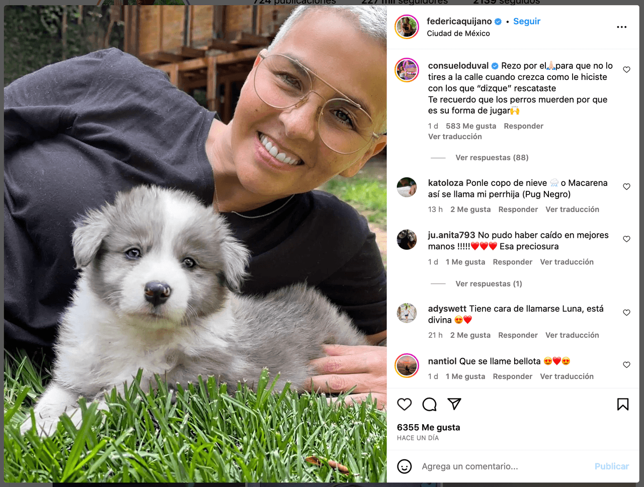 Consuelo Duval le pidió a Federica que no abandone a su mascota cuando crezca