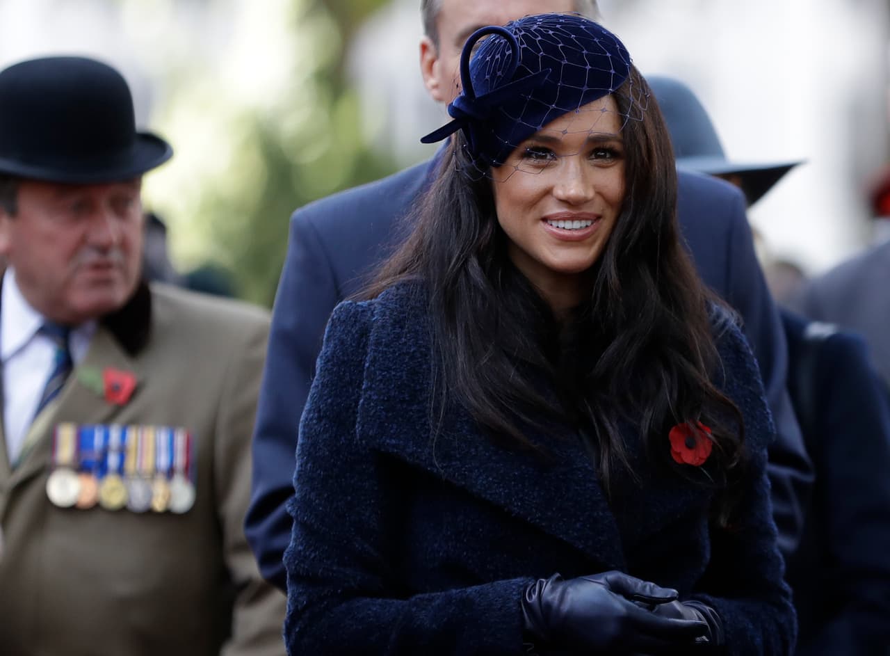 Britain's Meghan, the Duchess of Sussex attends the 91st Field of Remembrance at Westminster Abbey in London, Thursday, Nov. 7, 2019. (AP Photo/Kirsty Wigglesworth, pool)
