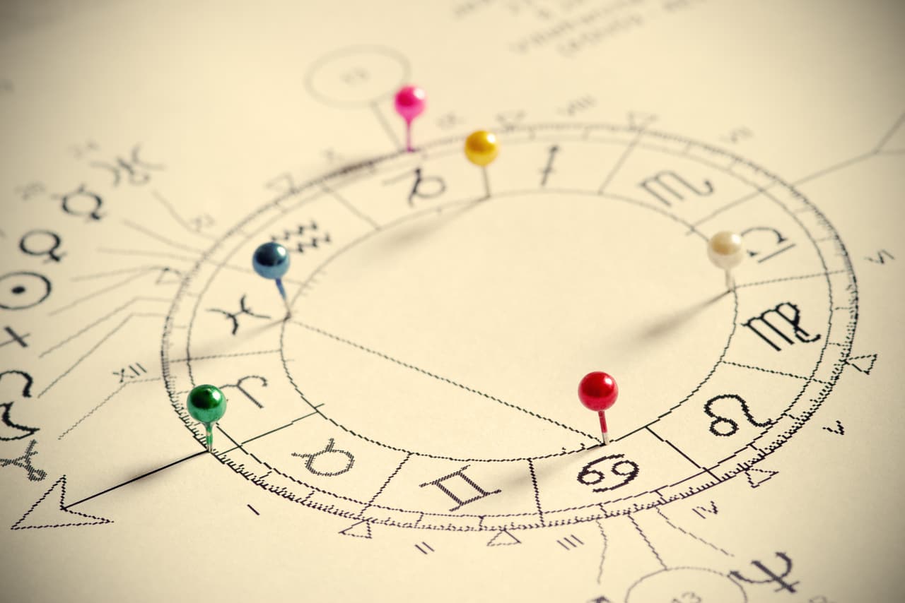 Close up of natal chart.