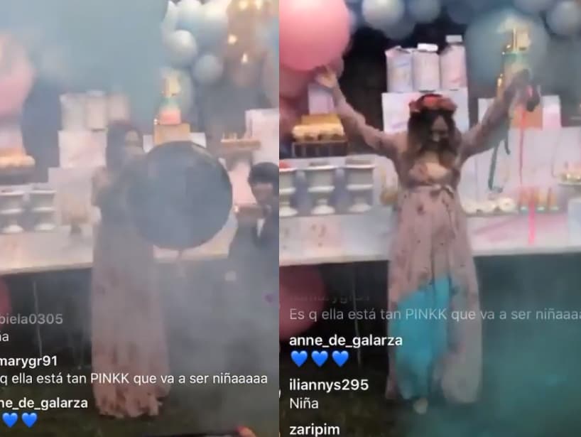 “Estoy súper emocionadísima, ya sabemos que será un niño”, dijo la actriz minutos después en sus historias de Instagram, donde también compartió algunos detalles de la decoración del lugar con elementos azules y rosas.