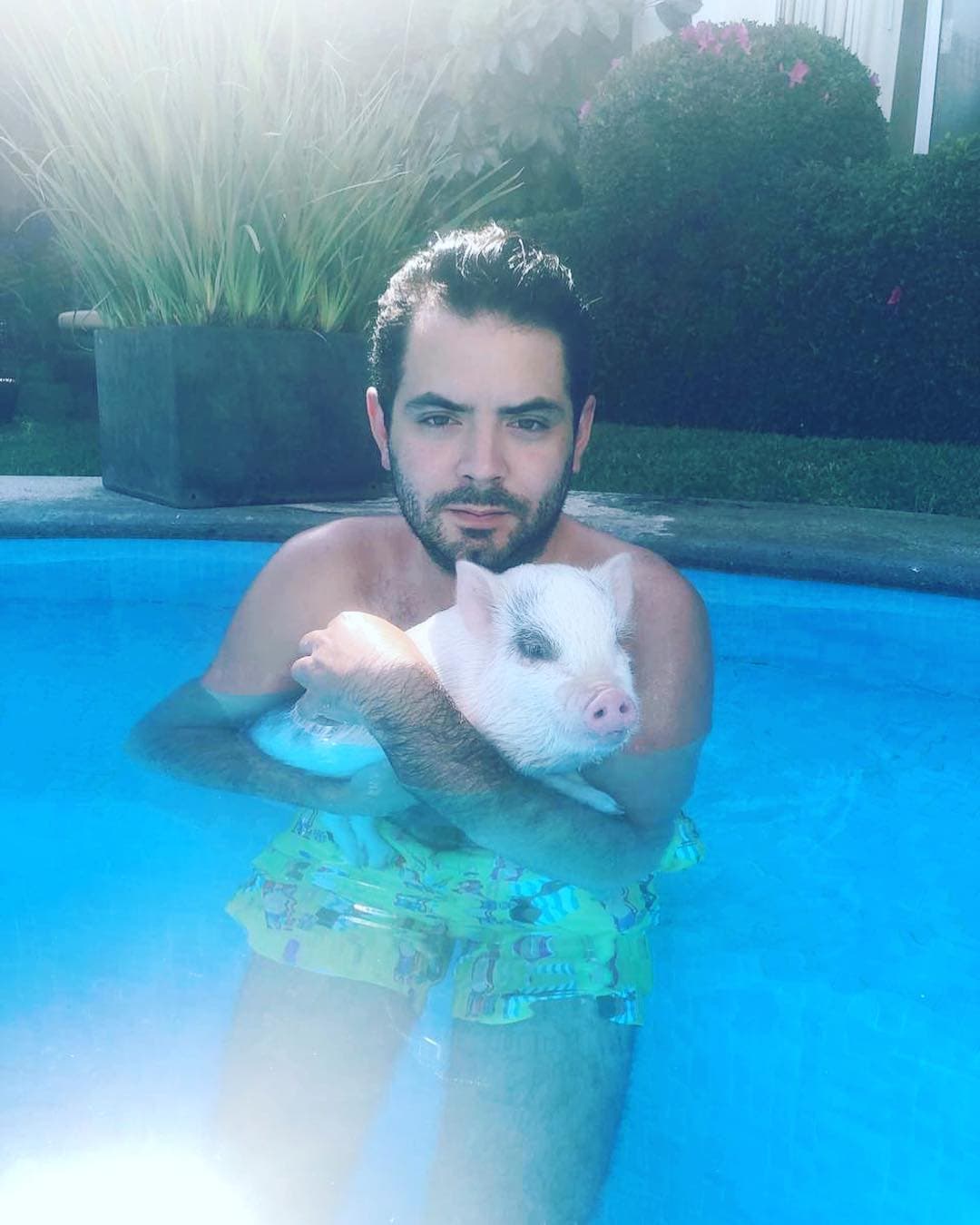 Y no podíamos irnos sin ver la ternura de Boris, el pequeño cerdito de José Eduardo Derbez. El actor declaró que decidió tener esta mascota poco convencional por redes sociales, y que a pesar de lo difícil que es tener un cerdito por los cuidados que implica, no se arrepiente. Como se ve, José Eduardo y Boris se la pasan muy bien de fiesta.