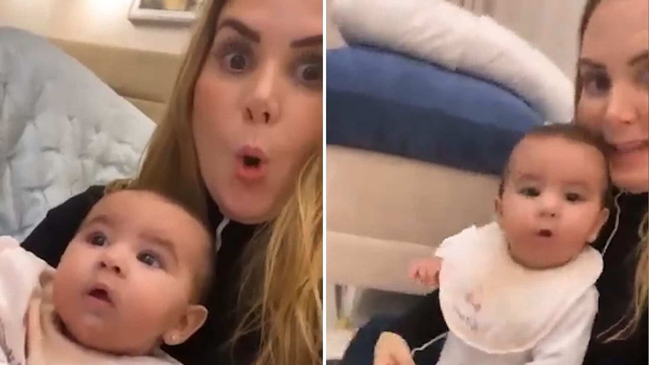 La bebita de Florencia de Saracho ya quiere ponerse de pie con apenas cinco meses de edad