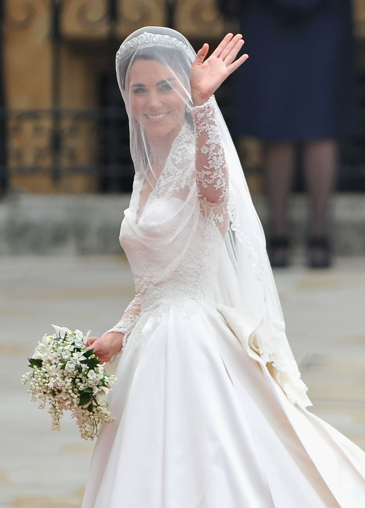 LONDON, ENGLAND - APRIL 29: Catherine Middleton arrives to attend the Royal Wedding of Prince William to Catherine Middleton at Westminster Abbey on April 29, 2011 in London, England. The marriage of the second in line to the British throne is to be led by the Archbishop of Canterbury and will be attended by 1900 guests, including foreign Royal family members and heads of state. Thousands of well-wishers from around the world have also flocked to London to witness the spectacle and pageantry of the Royal Wedding. (Photo by Pascal Le Segretain/Getty Images)