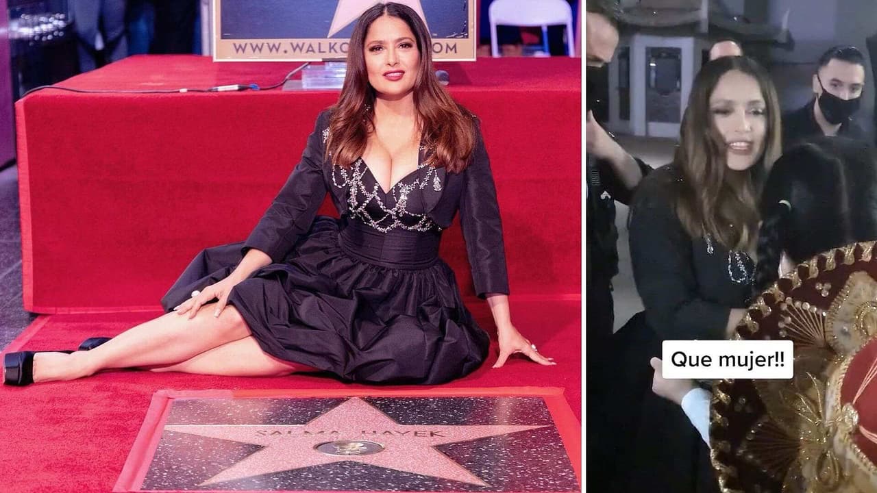 Salma Hayek enamora con adorable gesto hacia una mini fan tras develar su estrella en Hollywood