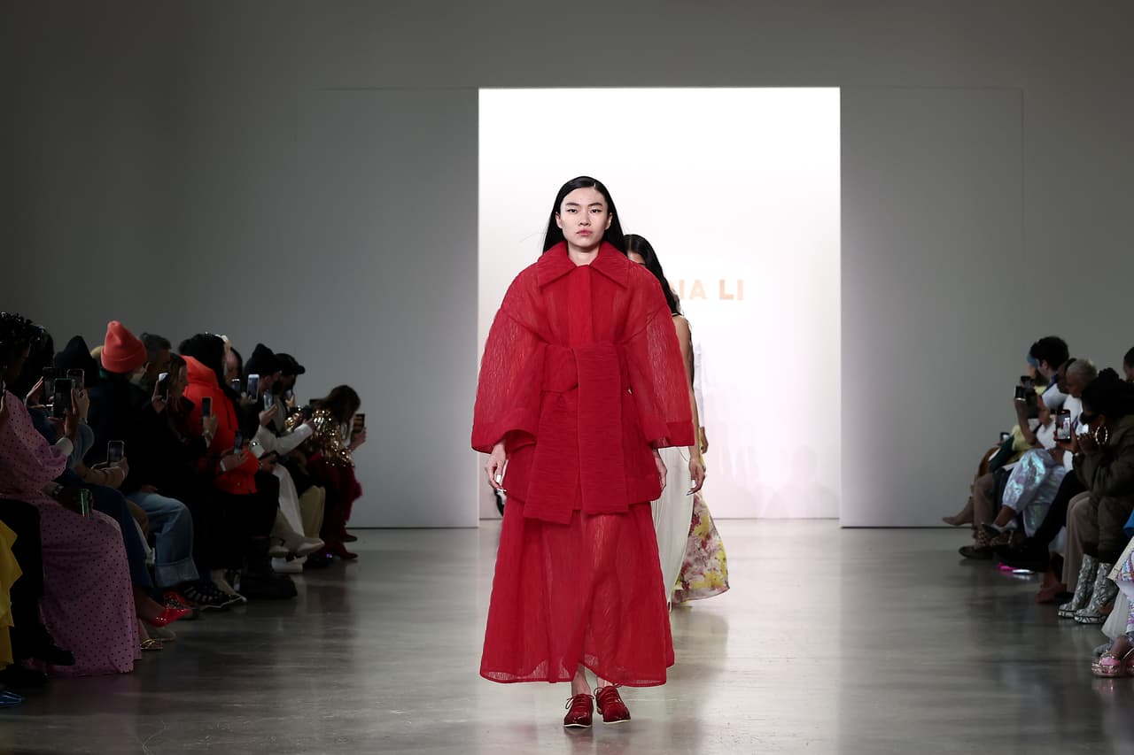 NEW YORK, NEW YORK - FEBRUARY 16: Models walk the runway for Claudia Li during New York Fashion Week: The Shows on February 16, 2022 in New York City. (Photo by Arturo Holmes/Getty Images for NYFW: The Shows)