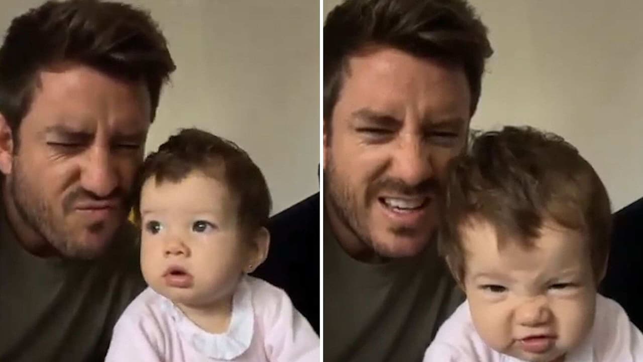 Juan Diego Covarrubias enseña a su bebita a hacer cara de viejito y es adorable
