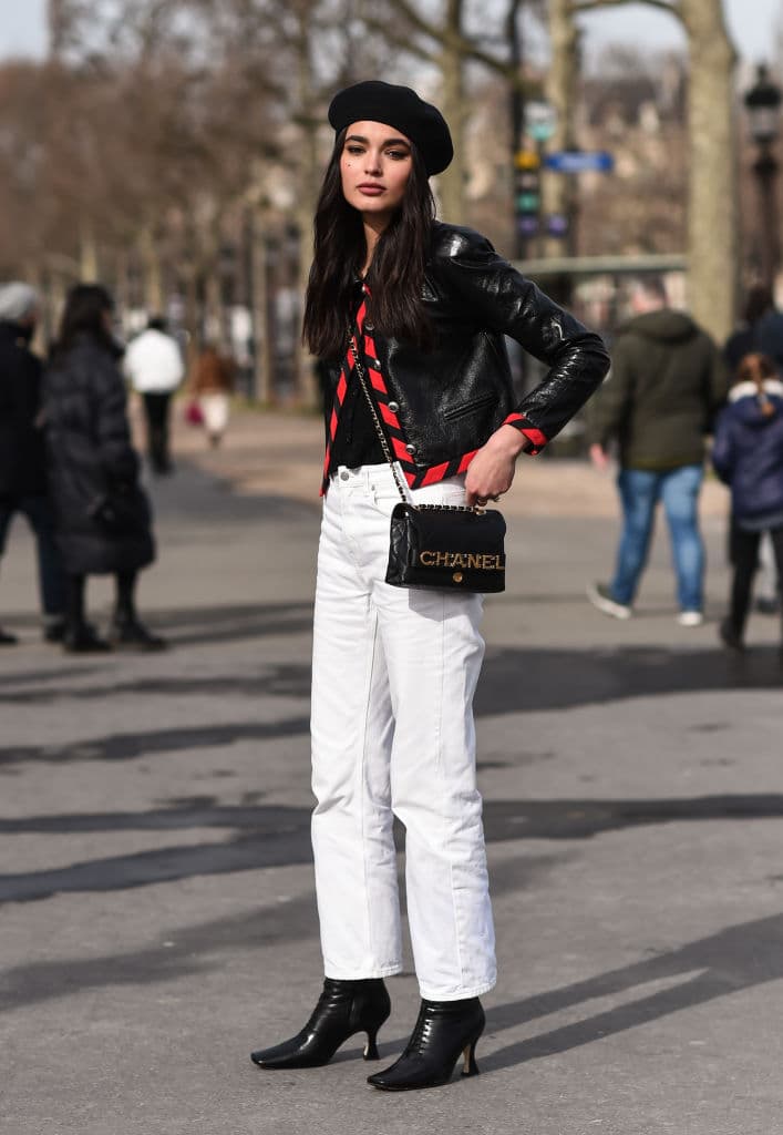 PARIS, FRANCE - MARCH 03: A model is seen outside the Chanel show during Paris Fashion Week: AW20 on March 03, 2020 in Paris, France. (Photo by Daniel Zuchnik/Getty Images)