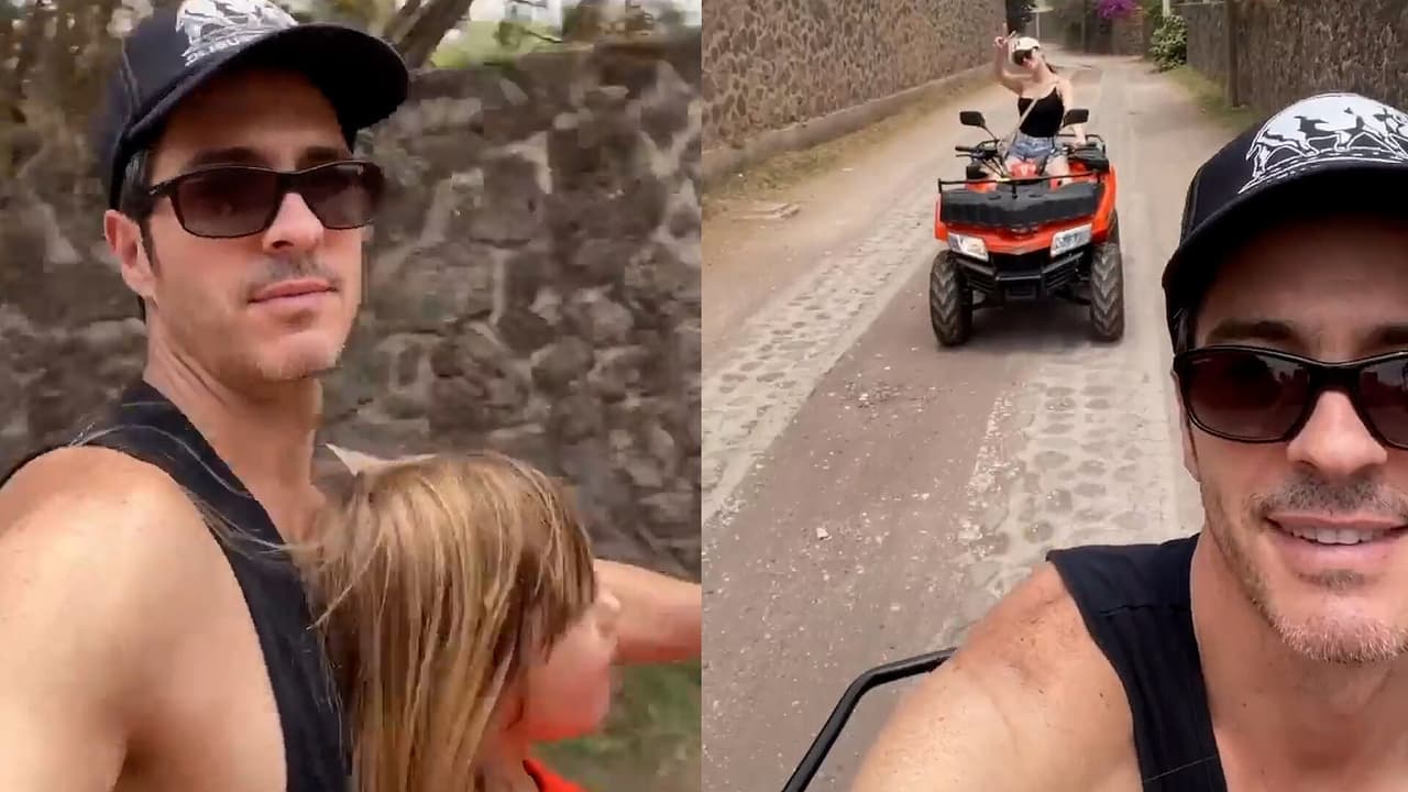 Mauricio Ochmann, Paulina Burrola y Kai se divierten en una cuatrimoto