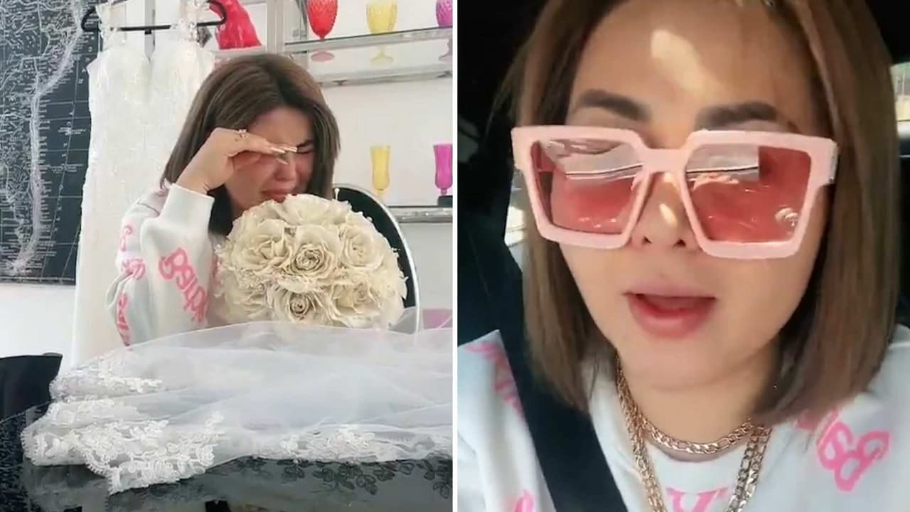 Gomita rompe en llanto al recordar que hace cinco años se iba a casar y enseña su vestido de novia