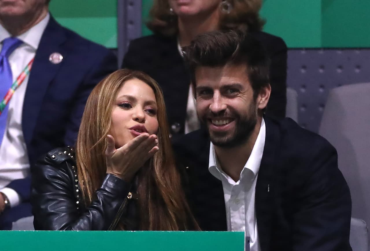 MADRID, SPAIN - NOVEMBER 24: Musician Shakira and football player Gerard Pique in the Final between Spain and Canada during Day Seven of the 2019 David Cup at La Caja Magica on November 24, 2019 in Madrid, Spain. (Photo by Alex Pantling/Getty Images)