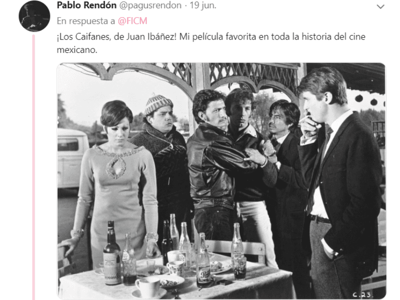 Los Caifanes (1967) del director Juan Ibánez: las peripecias y aventuras en una noche de farra entre cinco amigos en la Ciudad de México y una pareja desconocida.