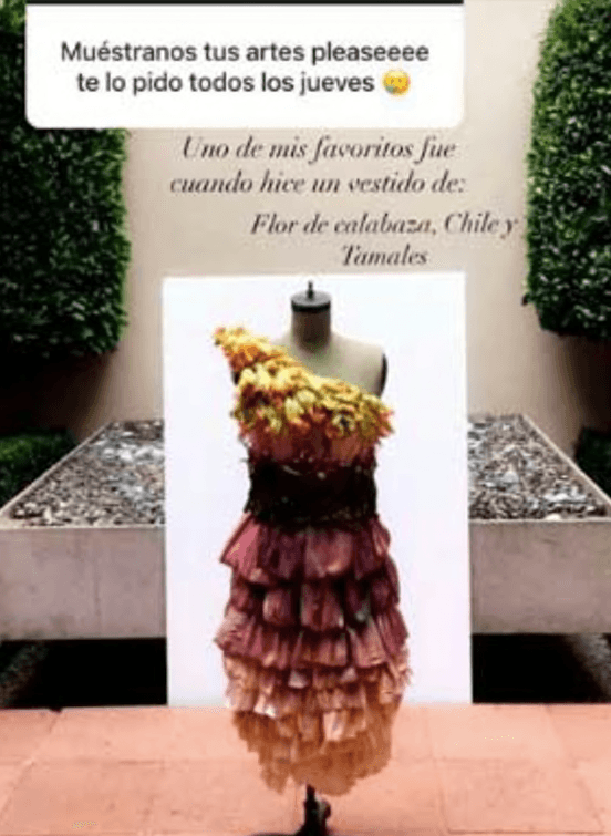 Hija de Eduardo Capetillo diseñó un vestido hecho ¡con tamales!